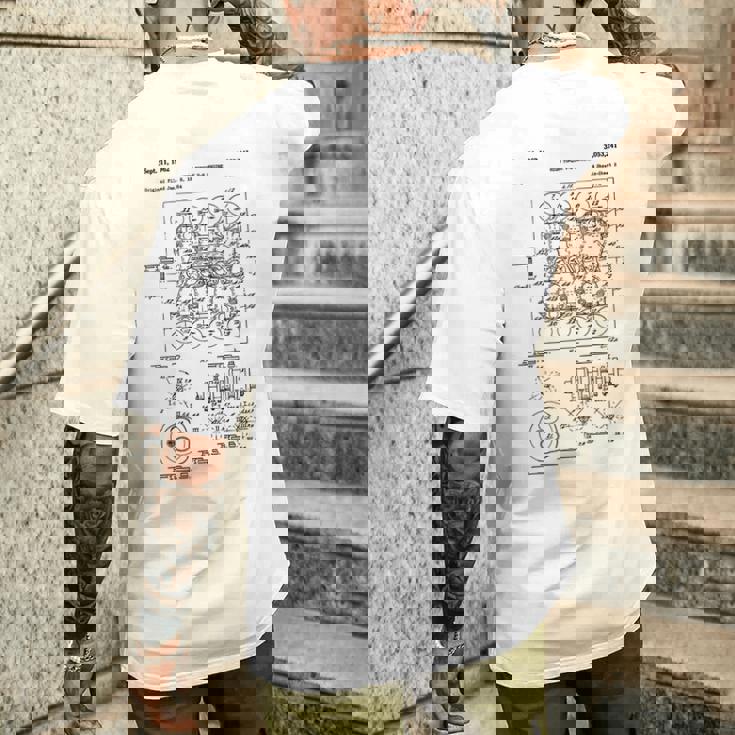 ヴィンテージエンジンブロックの青写真図–メンズカーグラフィック メンズTシャツ バックプリント 彼への贈り物