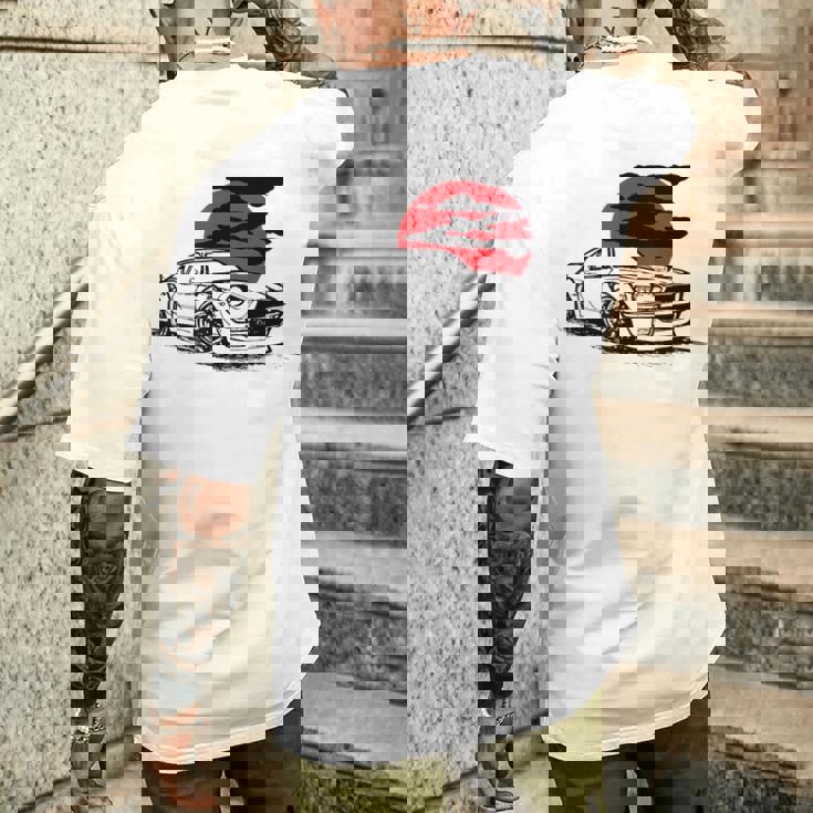 ヴィンテージジャパニーズクラシックカー、レーシングモータースポーツ メンズTシャツ バックプリント 彼への贈り物