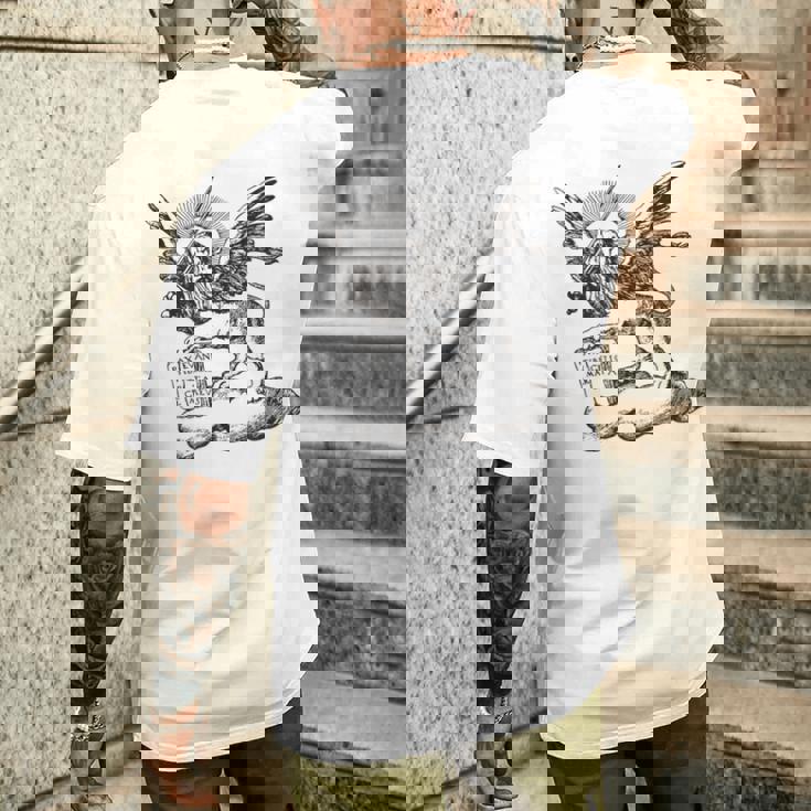 ヴェネツィア共和国のサンマルコ市の翼のあるライオン。 メンズTシャツ バックプリント 彼への贈り物