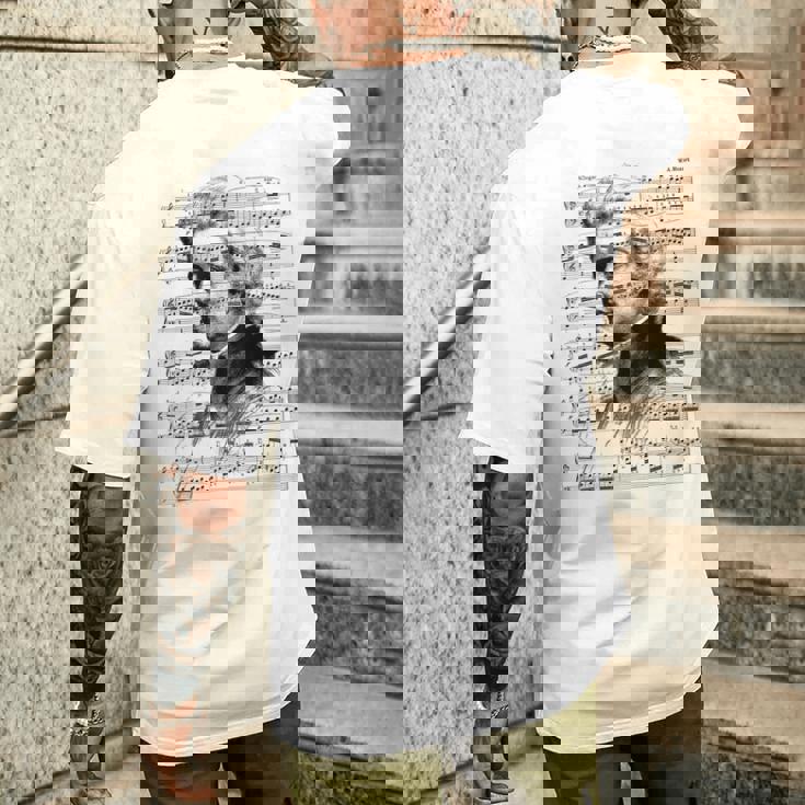 ヴォルフガング・アマデウス・モーツァルト 作曲家 ピアニスト モーツァルト 楽譜 メンズTシャツ バックプリント 彼への贈り物