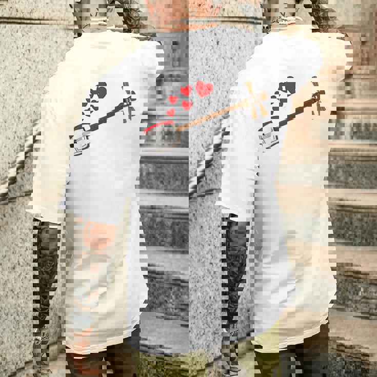 三味線 バレンタインデー ミュージシャン 結婚記念日 メンズTシャツ バックプリント 彼への贈り物