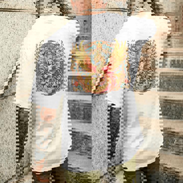 不死鳥 火の鳥 フェニックス イラスト バックプリント メンズTシャツ バックプリント 彼への贈り物