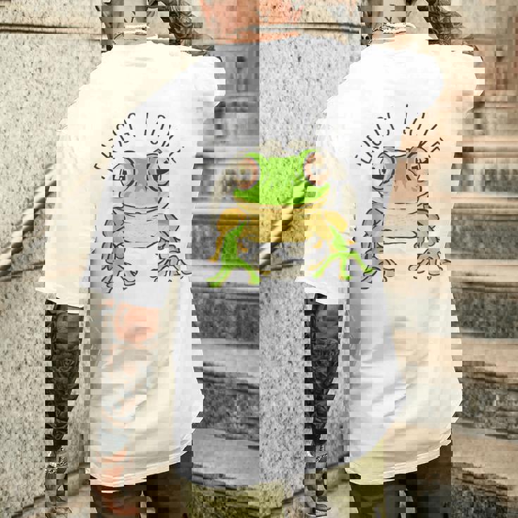 両生類の友達 恋人デザイン グリーンフロッグ メンズTシャツ バックプリント 彼への贈り物