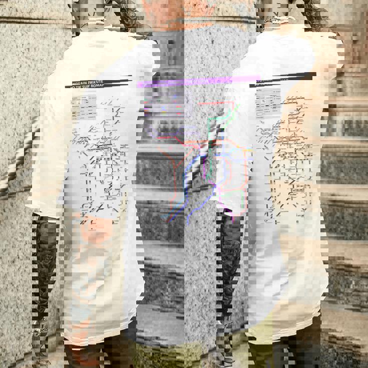 京都日本地下鉄鉄道おみやげ路線図 メンズTシャツ バックプリント 彼への贈り物