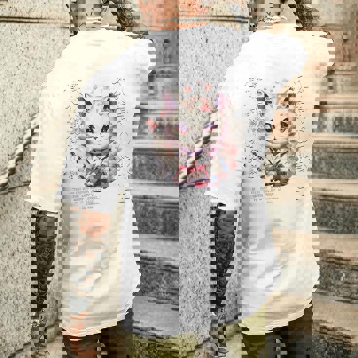 バックプリント 侍 猫戦士 日本人 忍者 キティ カワイイ メンズTシャツ バックプリント 彼への贈り物