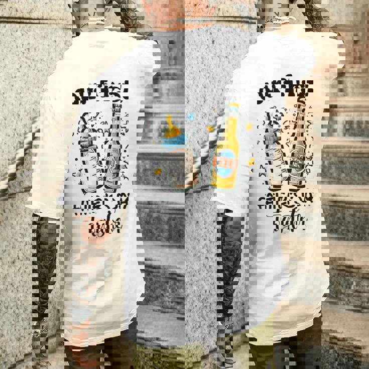 初めての父の日一緒に面白いお父さんと赤ちゃん メンズTシャツ バックプリント 彼への贈り物