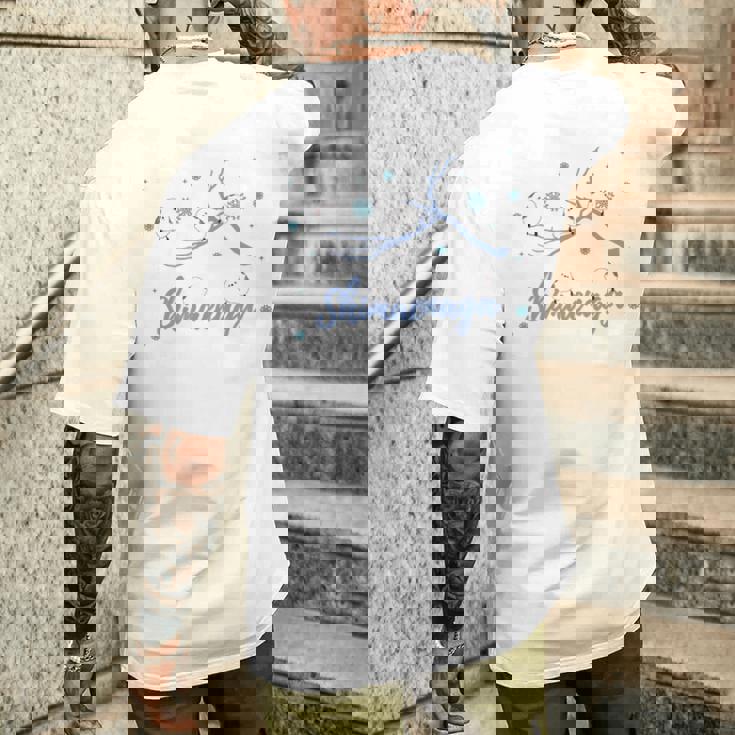 北海道 冬の風景 シマエナガのイラスト 雪の結晶 可愛い小鳥 長袖tシャツ メンズTシャツ バックプリント 彼への贈り物