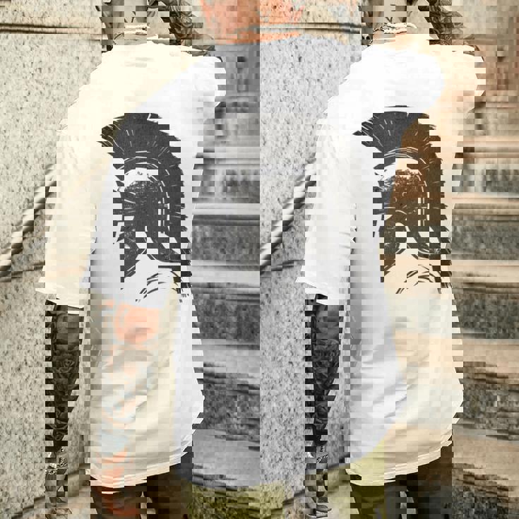 古代戦士ギリシャローマスパルタ兵士ヘルメットグラフィック メンズTシャツ バックプリント 彼への贈り物