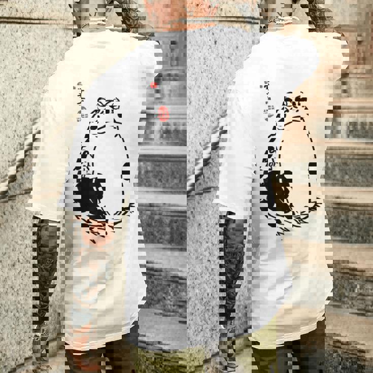 和風カエル漢字ミニマリストアート メンズTシャツ バックプリント 彼への贈り物