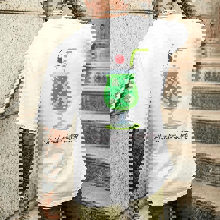 和風クリームソーダ レトロ メロンフロート カワイイ 美学 メンズTシャツ バックプリント 彼への贈り物