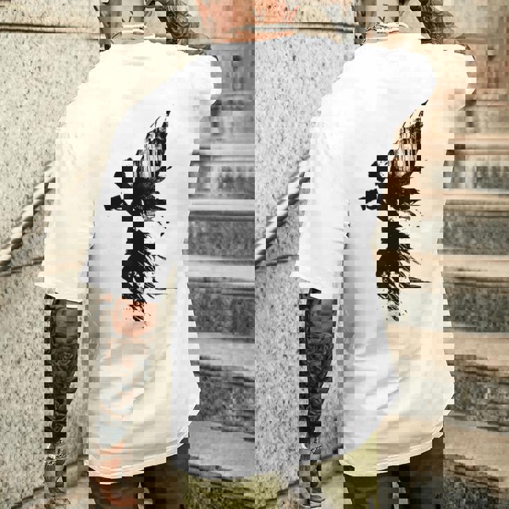 妖精 神話 ホールド カメラ グラフィック ファンタジー ポートレート 妖精 メンズTシャツ バックプリント 彼への贈り物