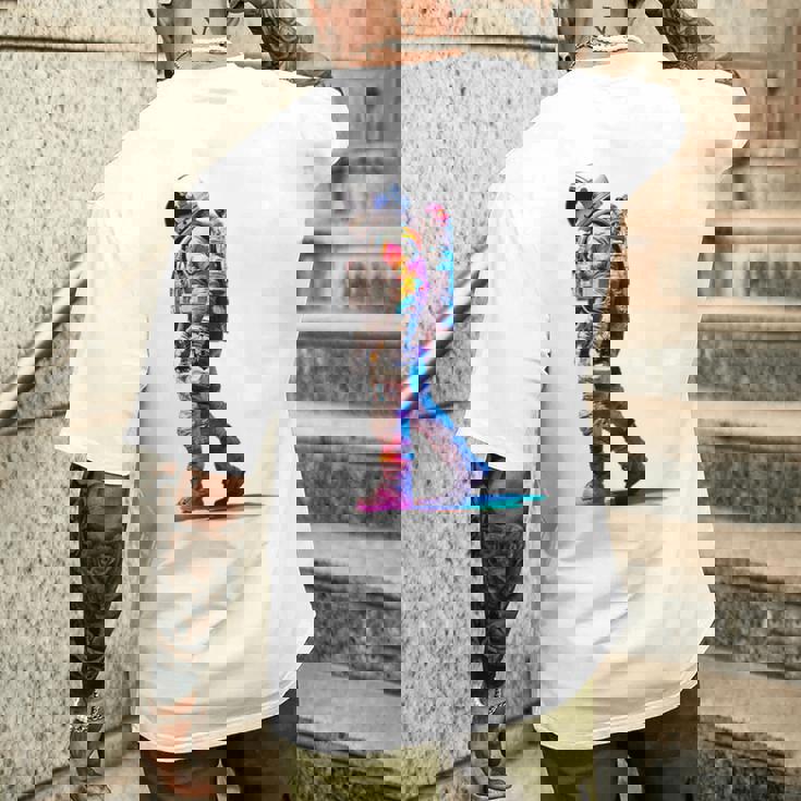 宇宙飛行士 宇宙モチーフ カラフル 宇宙飛行士 メンズTシャツ バックプリント 彼への贈り物