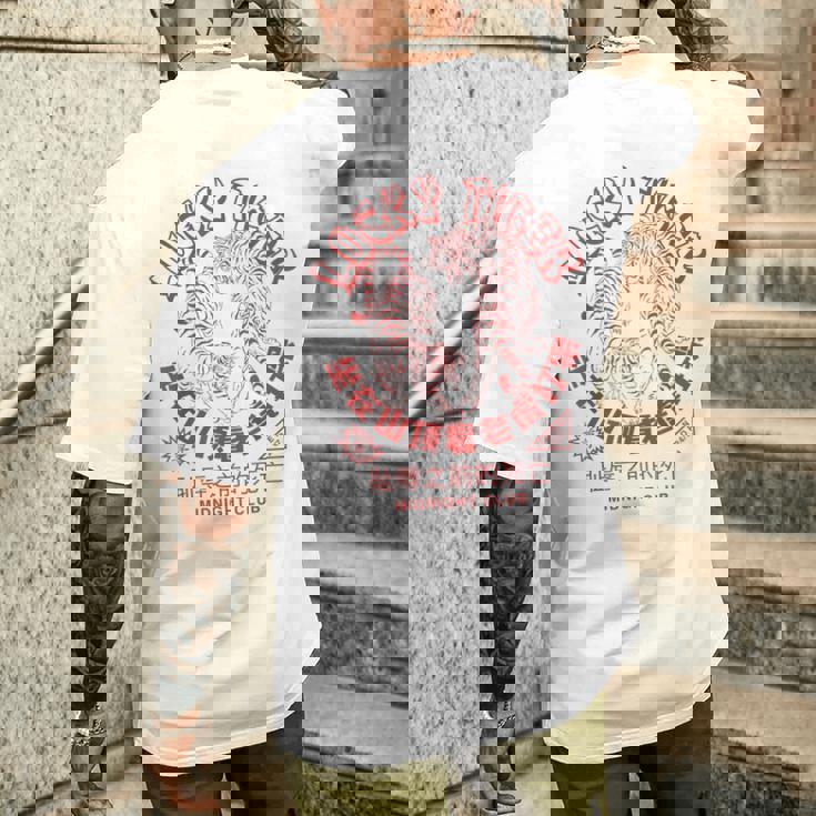 寅年 中華 テイクアウト 料理 アジアン タトゥー レトロ ラーメン メンズTシャツ バックプリント 彼への贈り物