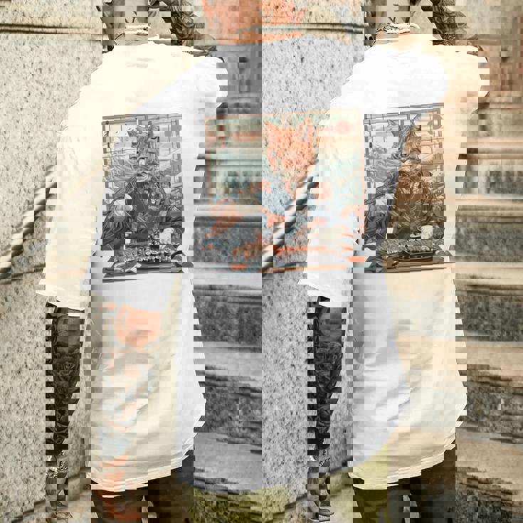 寿司好き ヴィンテージ 子猫 伝統 日本の芸術 猫 長袖tシャツ メンズTシャツ バックプリント 彼への贈り物