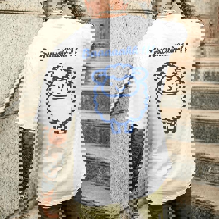 小さな羊 かわいいシンプルなミニマリストの動物 羊 メンズTシャツ バックプリント 彼への贈り物