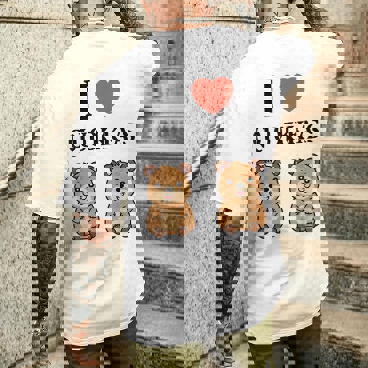 小さな赤ちゃんクオッカのユーモア動物は大好きです私はクオッカが大好きです メンズTシャツ バックプリント 彼への贈り物