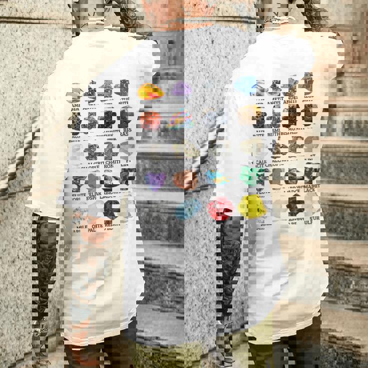 岩石・鉱物の種類 宝石学・地質学 教育 メンズTシャツ バックプリント 彼への贈り物