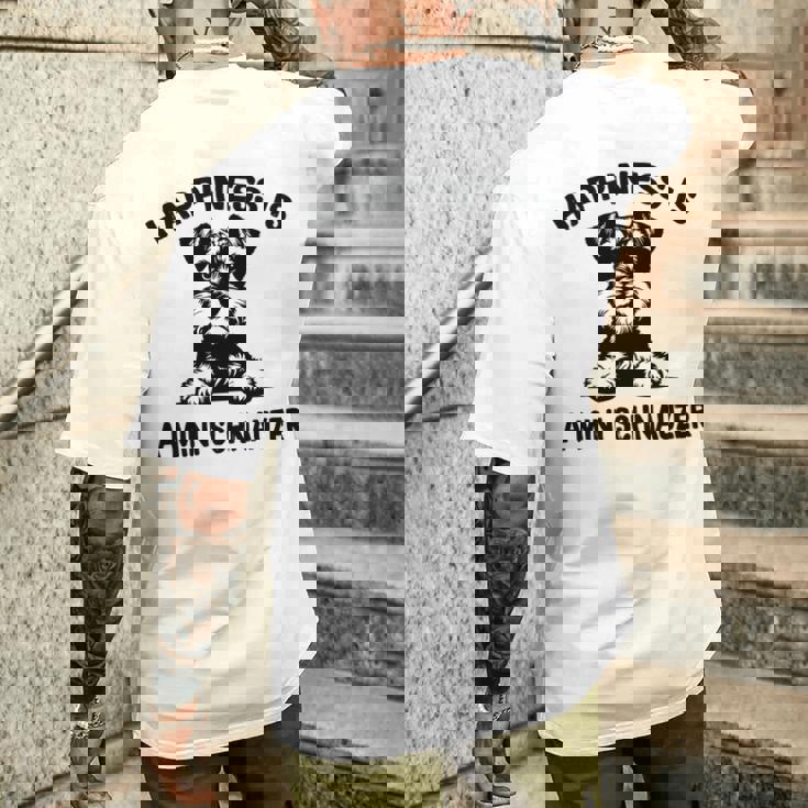 幸せはミニシュナウザー 長袖tシャツ メンズTシャツ バックプリント 彼への贈り物