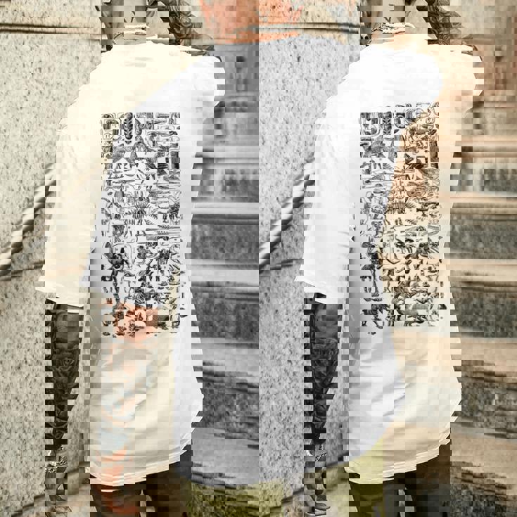 恐竜の化石 T-Rex 古生物学 ヴィンテージ 考古学 ギフト メンズTシャツ バックプリント 彼への贈り物