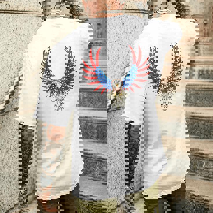 愛国的なアメリカ国旗イーグル 7月4日 バックプリント アメリカン メンズTシャツ バックプリント 彼への贈り物