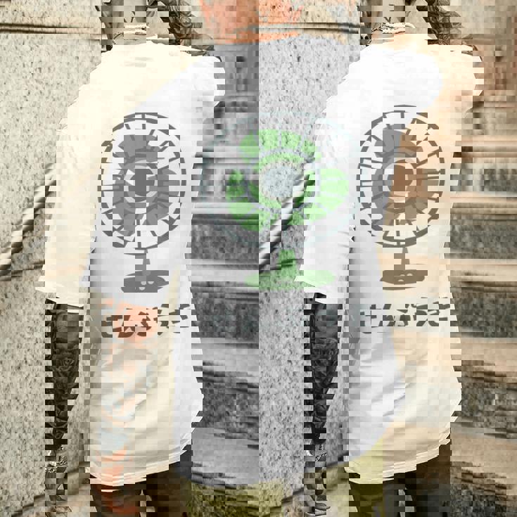 扇風機 昭和レトロ扇風機 昭和家電 昭和風 イラスト シンプル おもしろい かわいい メンズTシャツ バックプリント 彼への贈り物