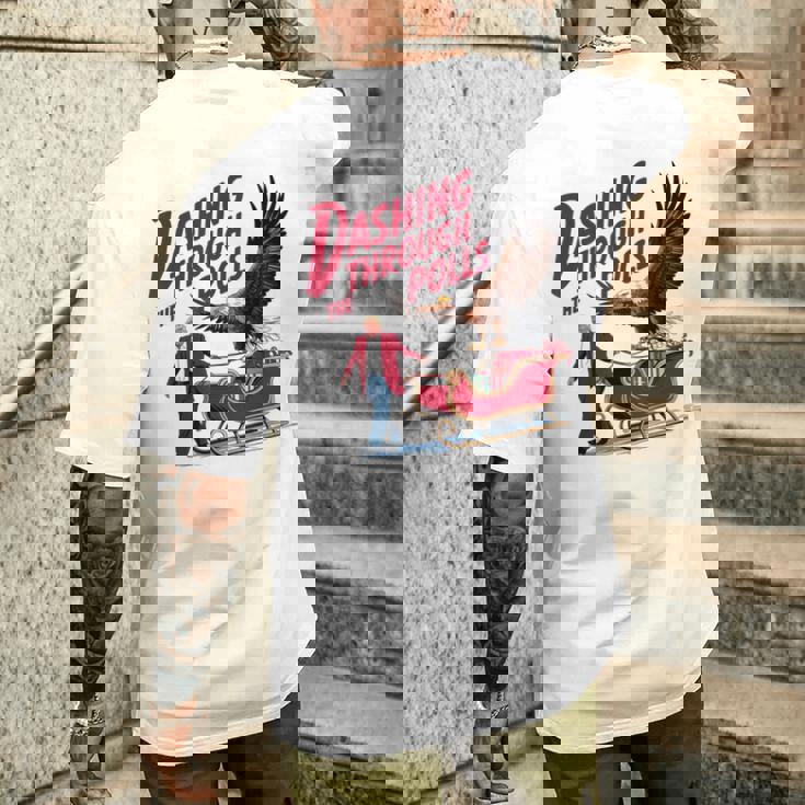 投票を駆け抜ける 面白い選挙結果 トランプ クリスマス メンズTシャツ バックプリント 彼への贈り物