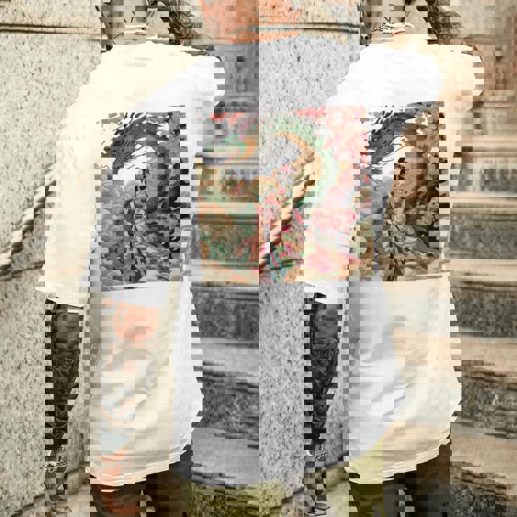 日本 浮世絵 桜 着物 竜 綺麗 日本髪 メンズTシャツ バックプリント 彼への贈り物