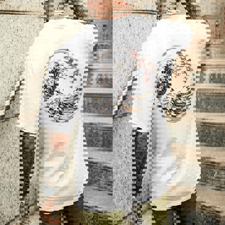 日本 神奈川 波 津波 浮世絵 日本美術 メンズTシャツ バックプリント 彼への贈り物