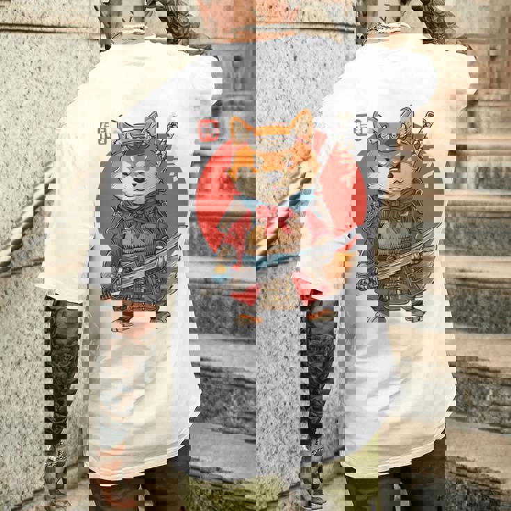 日本の侍犬 柴戦士 浮世サムライ バックプリント メンズTシャツ バックプリント 彼への贈り物