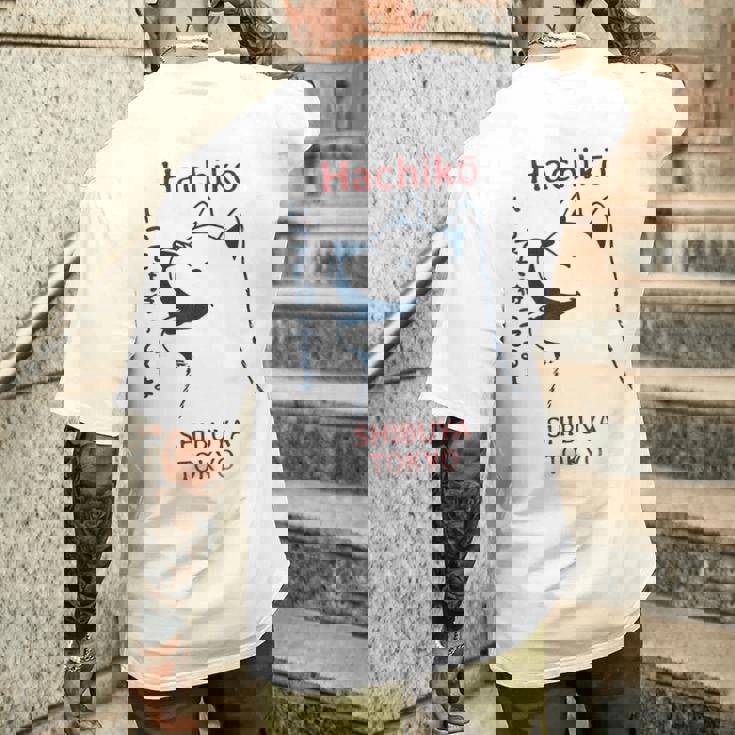 日本の犬 漢字ハチ公 柴犬 メンズTシャツ バックプリント 彼への贈り物