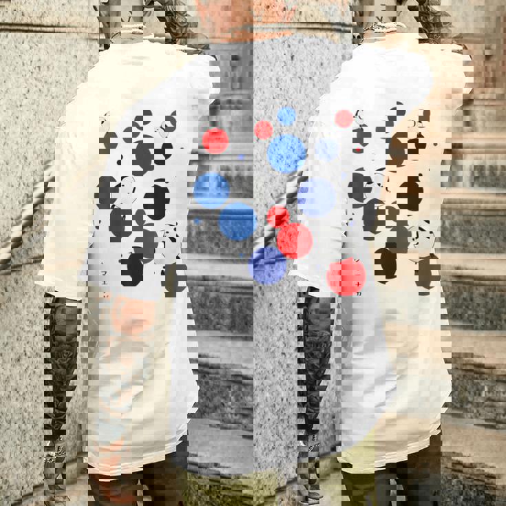 日本の野鳥 シマエナガ 赤 青 ドット 丸 水玉 関西 イベント 家族 お揃い メンズTシャツ バックプリント 彼への贈り物