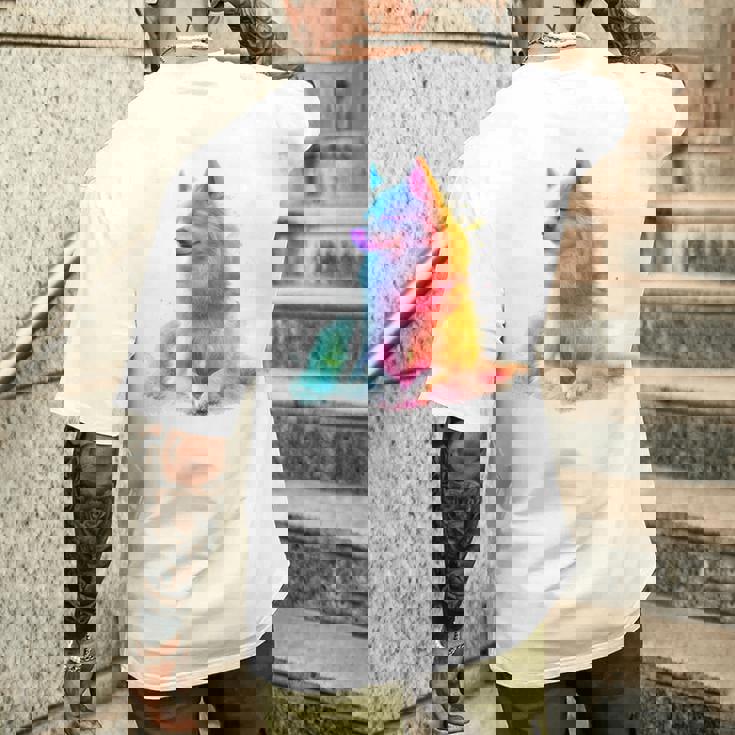 日本スピッツ 犬 モチーフ ペットアート 日本スピッツ メンズTシャツ バックプリント 彼への贈り物