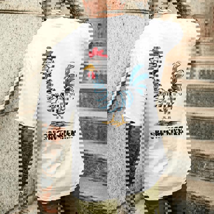 春のチキンチキンポゴスティックファニーチキン メンズTシャツ バックプリント 彼への贈り物