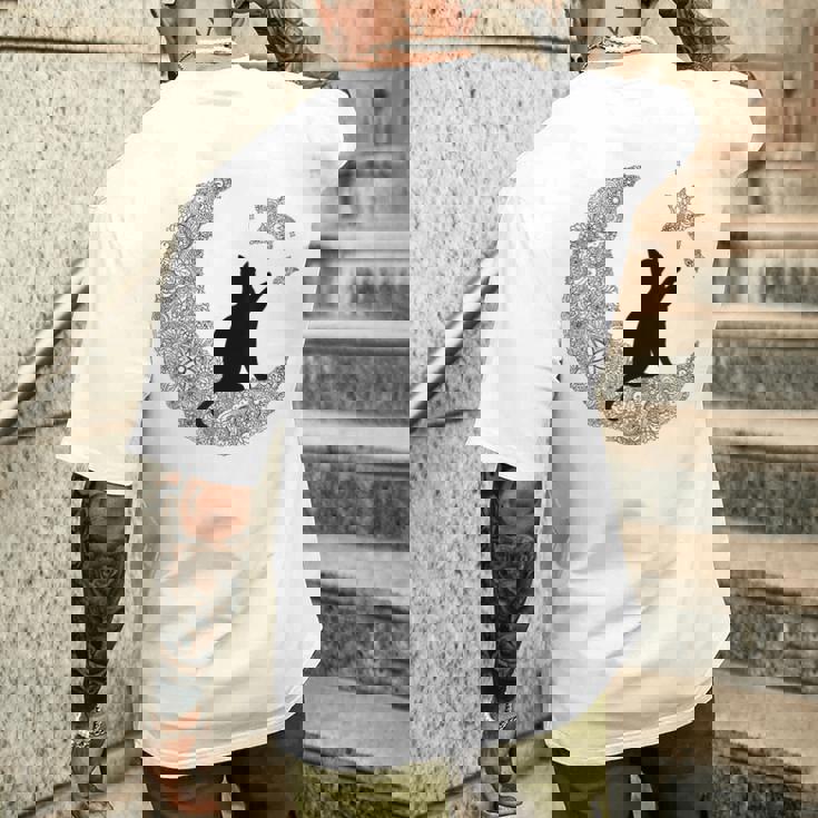 曼荼羅猫tシャツ レディース メンズ ユース 月と星 メンズTシャツ バックプリント 彼への贈り物