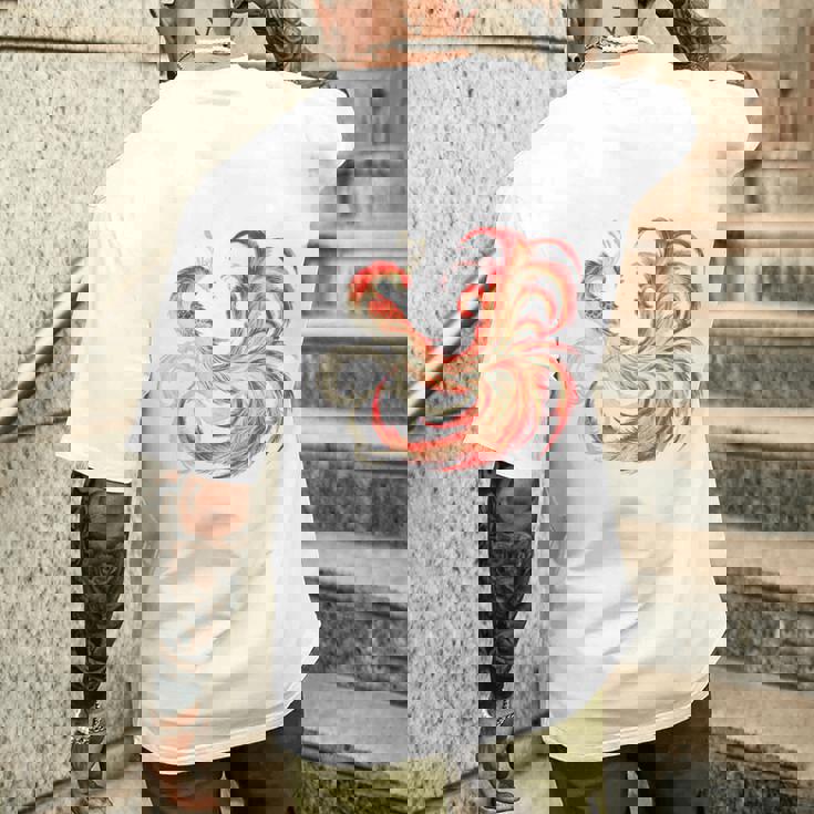 朱雀 不死鳥 火の鳥 フェニックス 漢字 イラスト バックプリント メンズTシャツ バックプリント 彼への贈り物