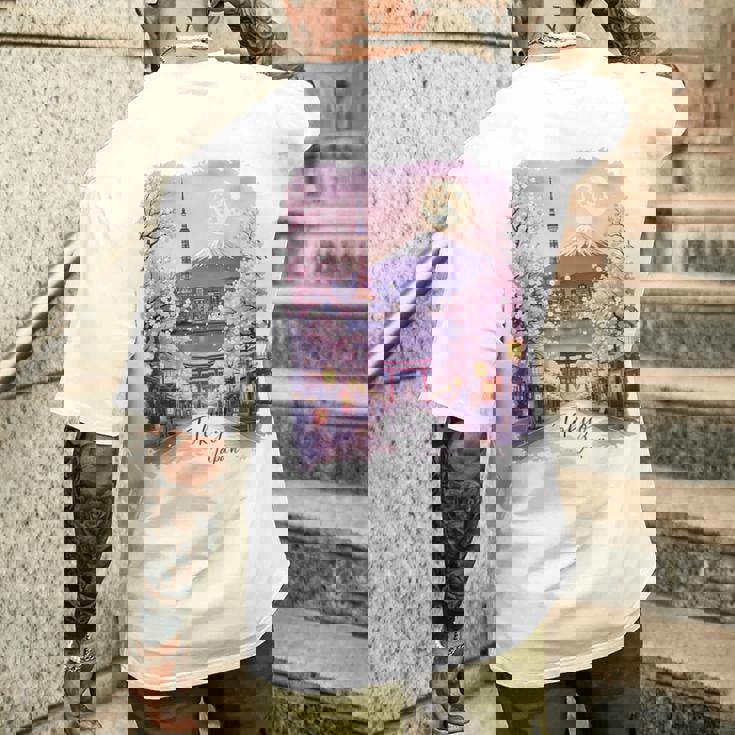 東京 日本 桜 夜景 お土産 メンズTシャツ バックプリント 彼への贈り物