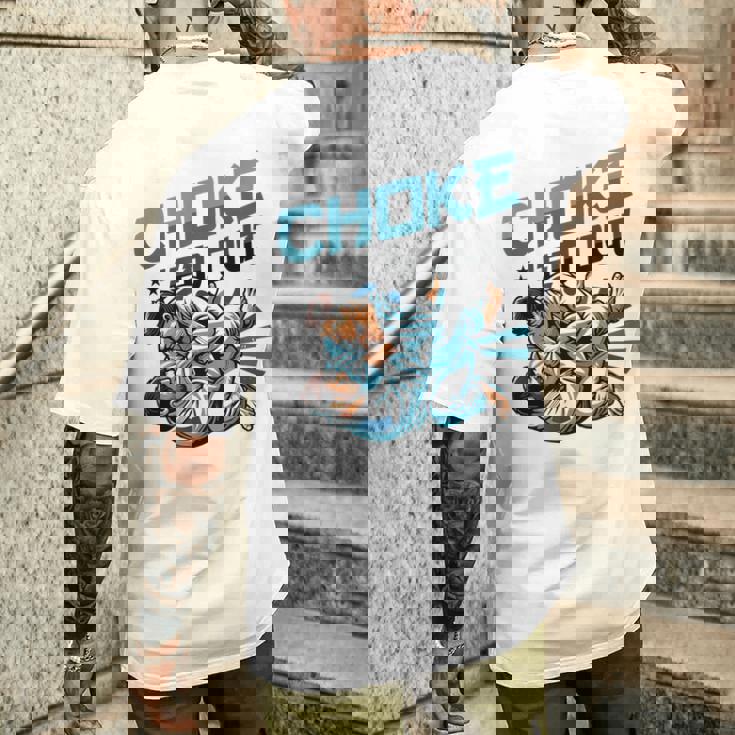 柔術 チョーク エムアウト 格闘技 柔術 メンズTシャツ バックプリント 彼への贈り物