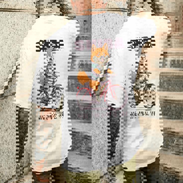 柴犬 いぬ イラスト 柴犬好き 犬好き 自転車 かわいい おもしろ レトロ Ride For Life's Joy 長袖tシャツ メンズTシャツ バックプリント 彼への贈り物