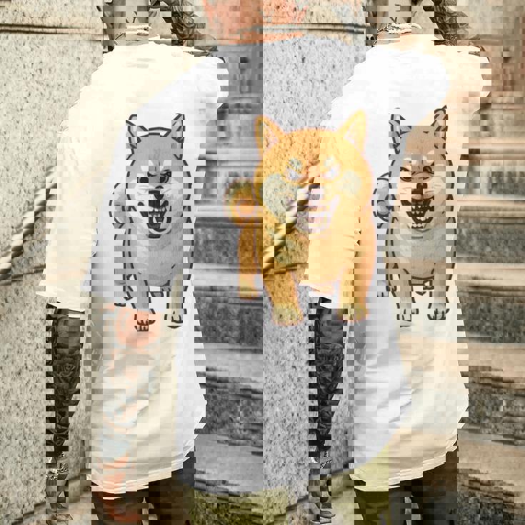 柴犬 犬 ムキッ ムキ顔 水彩 我慢の限界 怒る犬 イラスト おもしろ 長袖tシャツ メンズTシャツ バックプリント 彼への贈り物