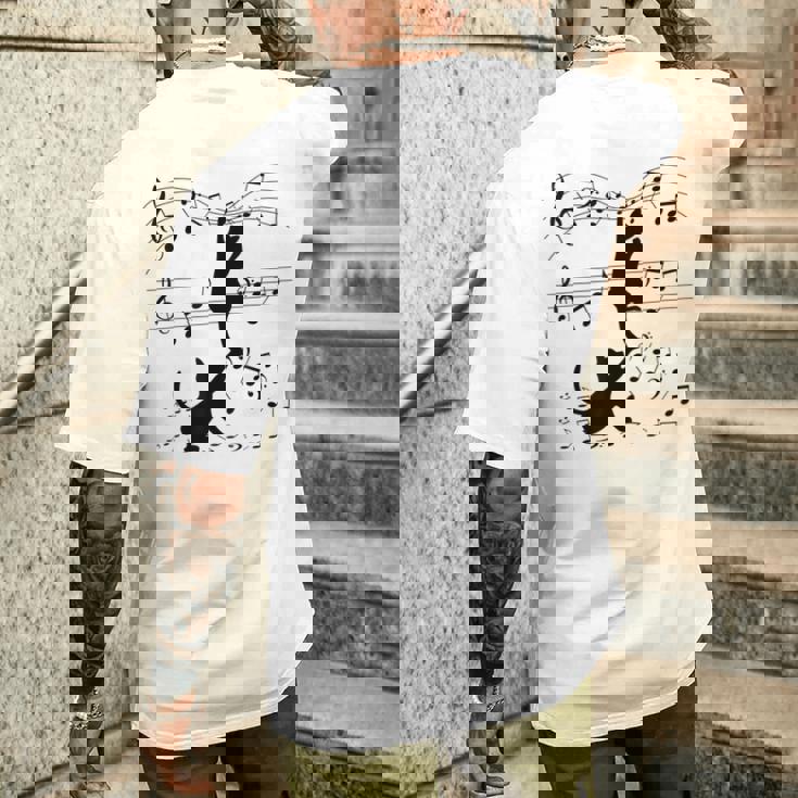 楽譜で遊ぶ面白い猫 メンズTシャツ バックプリント 彼への贈り物