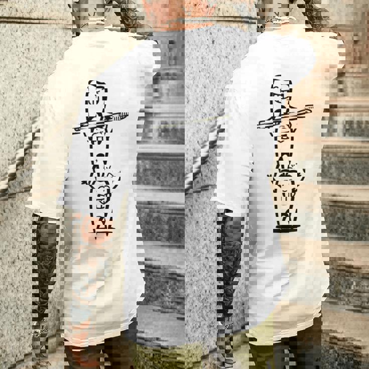 歯科医矯正歯科歯の歯 メンズTシャツ バックプリント 彼への贈り物