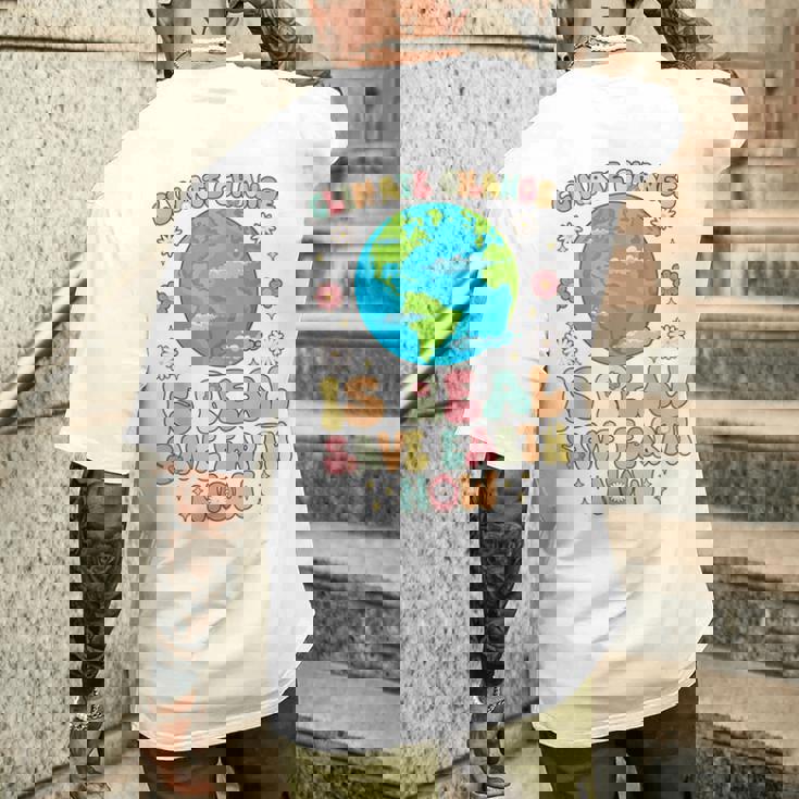 気候変動は本当の地球を救う地球の日 メンズTシャツ バックプリント 彼への贈り物