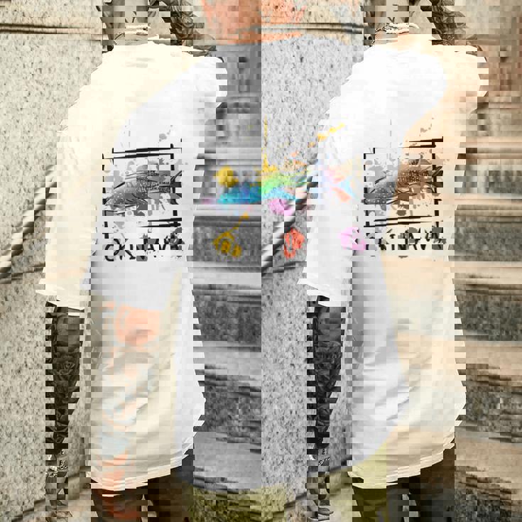 沖縄 ホエールシャークペイント スプラッター かわいい沖縄お土産 メンズTシャツ バックプリント 彼への贈り物