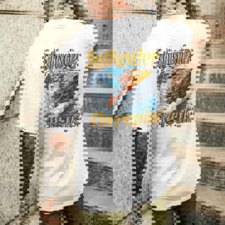 海水療法士ジェットスキー愛好家 メンズTシャツ バックプリント 彼への贈り物
