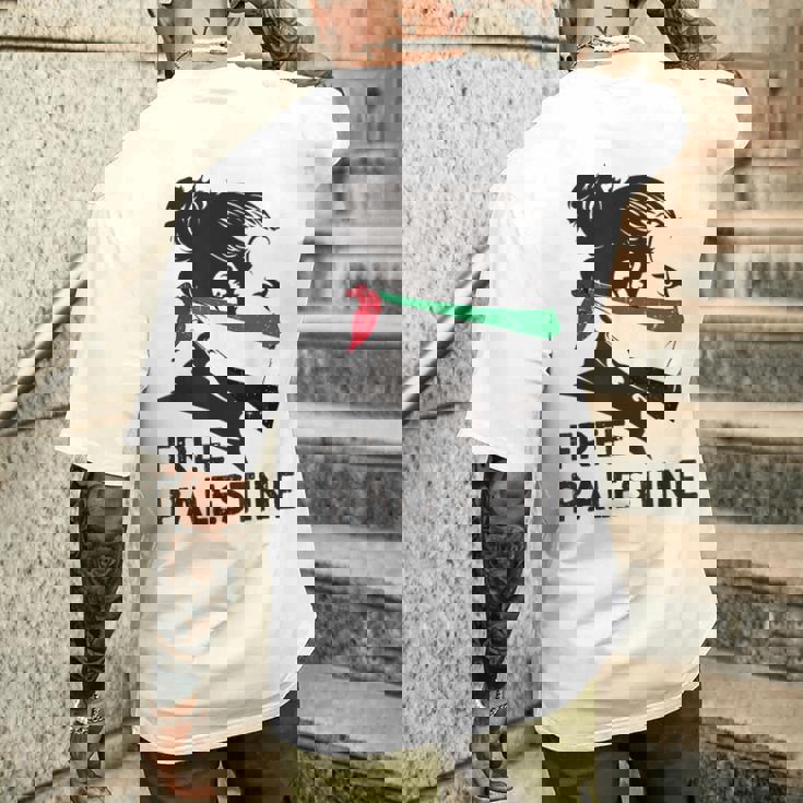 無料パレスチナ国旗 ガザの終わり占領 パレスチナ語 メンズTシャツ バックプリント 彼への贈り物