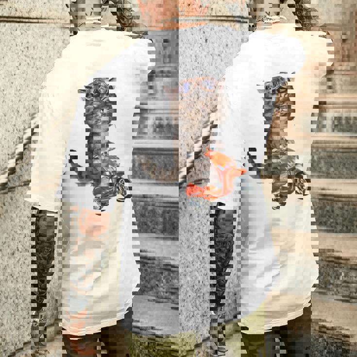 猫 ねこ バイク メンズTシャツ バックプリント 彼への贈り物