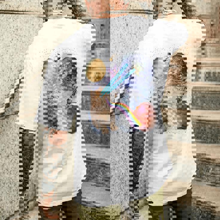 猫 ねこ 宇宙 惑星 メンズTシャツ バックプリント 彼への贈り物