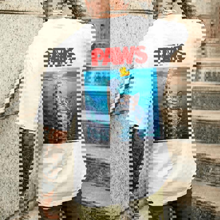 猫 ねこ 海 Paws アヒル メンズTシャツ バックプリント 彼への贈り物