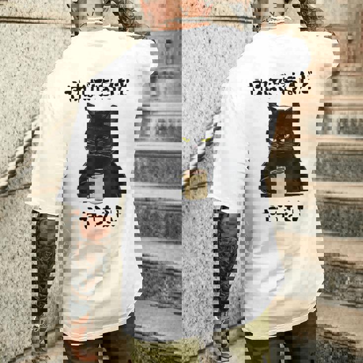 猫「やればできるけどやらない」文字入り おもしろ 筆文字 面白い 服 面白い メンズTシャツ バックプリント 彼への贈り物