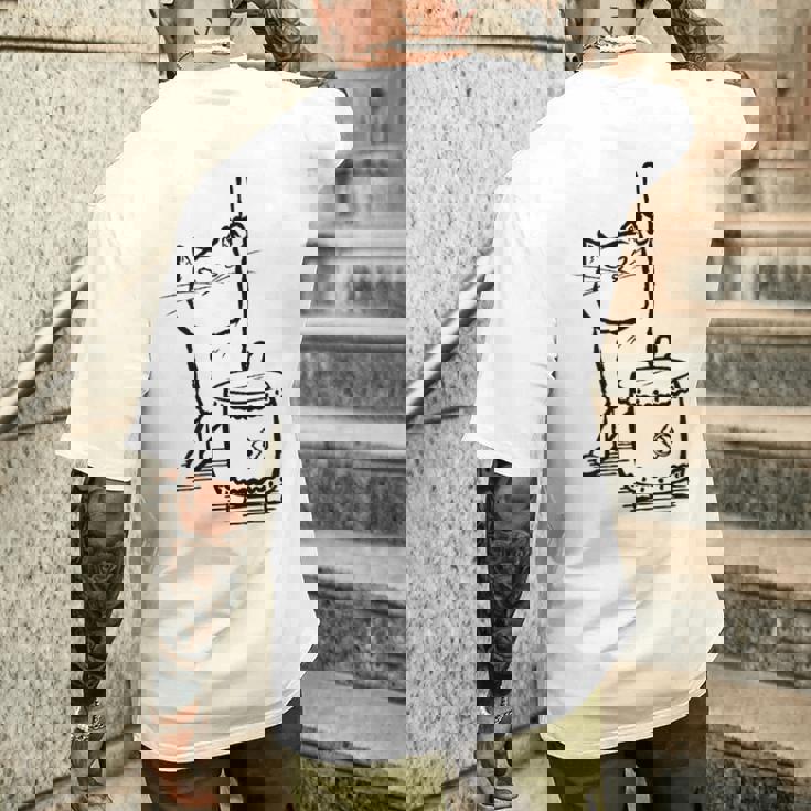 猫ねこネコ和太鼓お祭り メンズTシャツ バックプリント 彼への贈り物